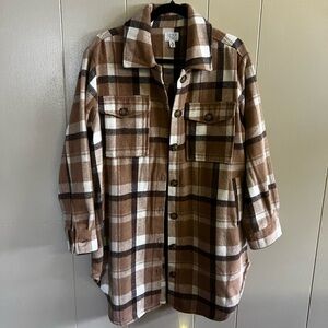 Time and Tru Tan Plaid Jacket